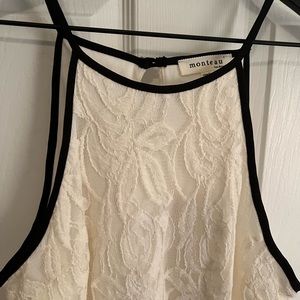 Cream Lace Dress w/black straps